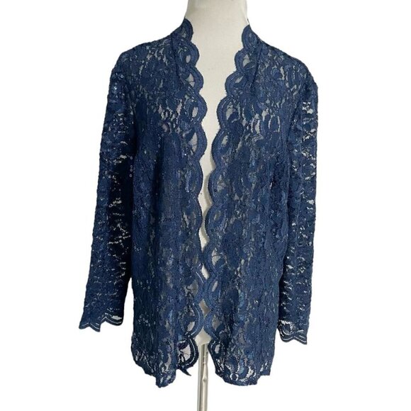 Alex Evenings 18 Top Blouse Cardigan Blazer Kimono Wedding Party Holidays Lace - Picture 1 of 6
